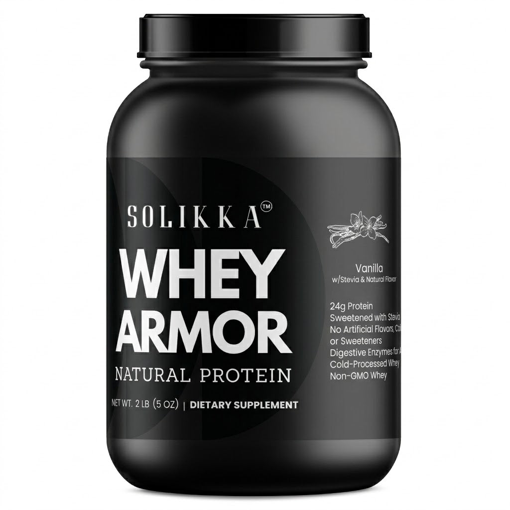 solikka 2lb Whey Armor Natural Protein Vanilla w/Stevia & Natural Flavor Non-GMO