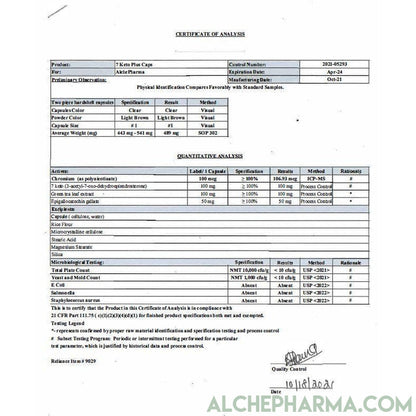 7-Keto Fit. 7-Keto ® (3-acetyl-7-oxo-dehydroepiandrosterone) / EGCG/ChromeMate® 30 Day Supply, 60 Vcaps-AlchePharma