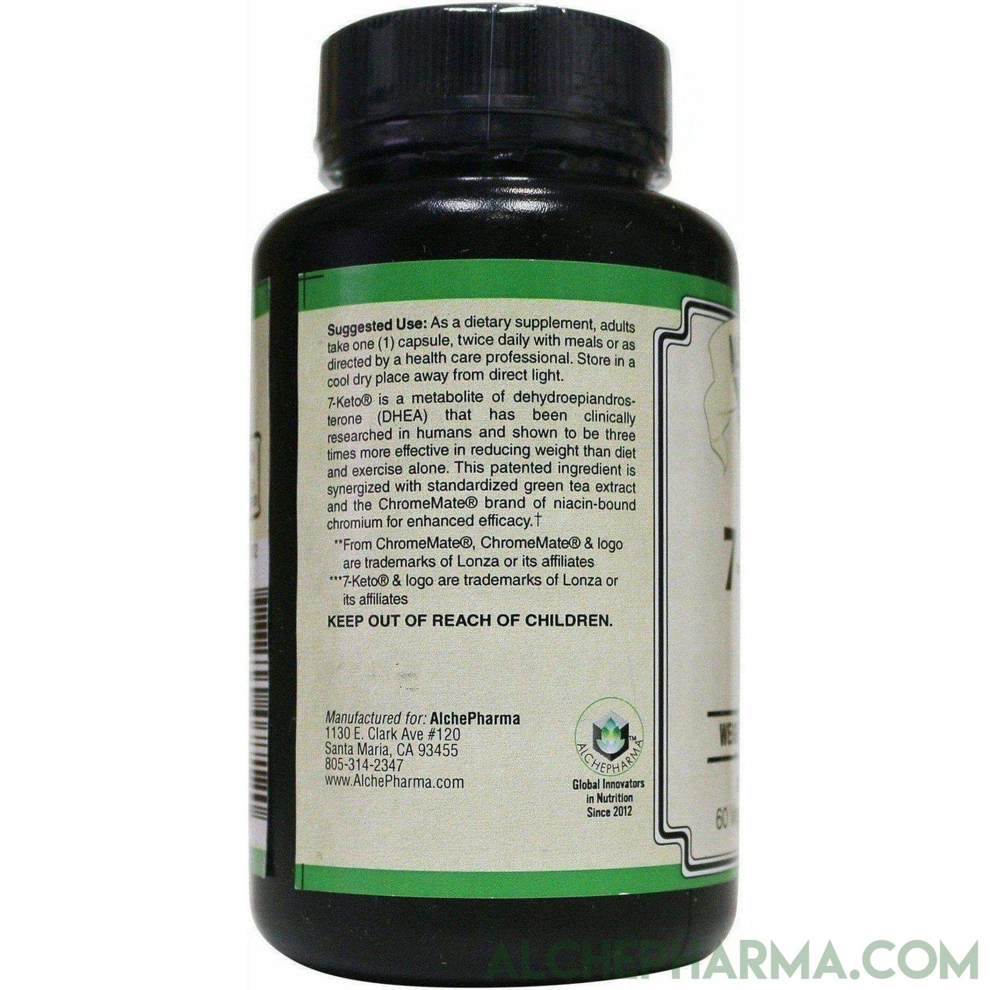 7-Keto Fit. 7-Keto ® (3-acetyl-7-oxo-dehydroepiandrosterone) / EGCG/ChromeMate® 30 Day Supply, 60 Vcaps - AlchePharma