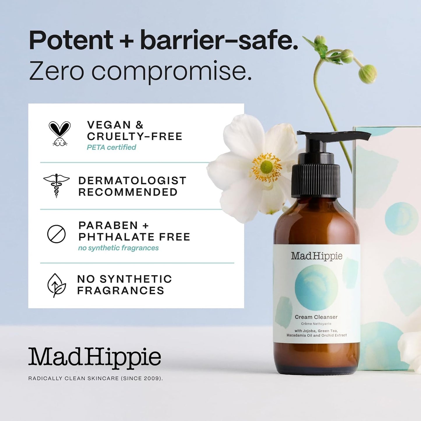 Mad Hippie Cream Cleanser – Gentle Formula with Hyaluronic Acid, Jojoba Oil & Green Tea