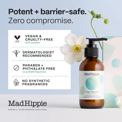 Mad Hippie Cream Cleanser – Gentle Formula with Hyaluronic Acid, Jojoba Oil & Green Tea
