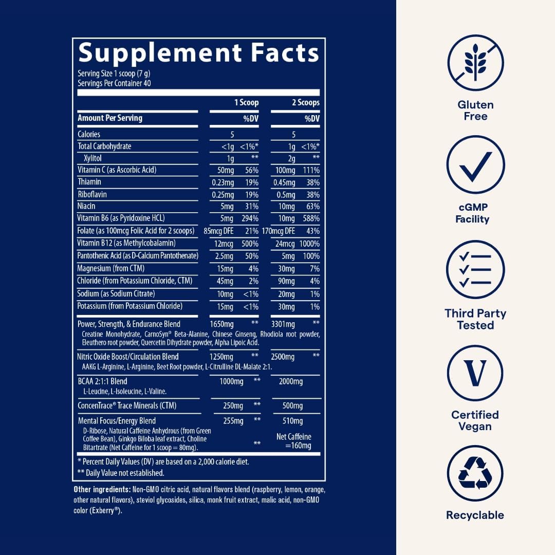 Trace Minerals Pre-Workout Clean Energy Powder (280 Grams)