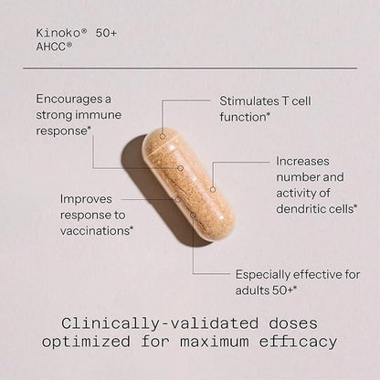 Kinoko 50+ AHCC with Sterilized Probiotics, 60 Vegicaps