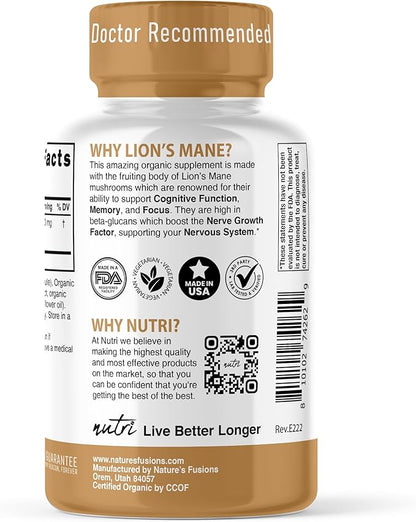 Lion's Mane Organic 1900 mg, 120 ct