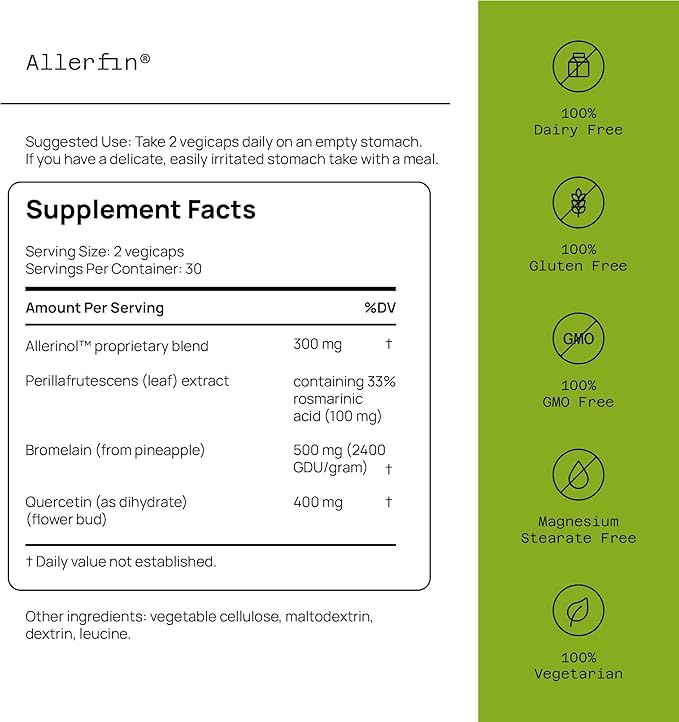 Allerfin Premium Sinus Relief Supplement – 60 Vegetable Capsules