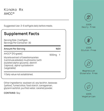 Kinoko Rx AHCC, 60 Softgels