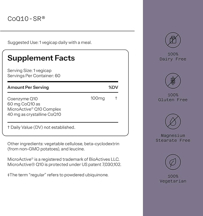 CoQ10-SR MicroActive® CoQ10, 100 mg, 60 Vegetable Capsules