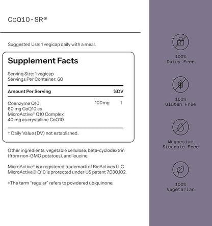 CoQ10-SR MicroActive® CoQ10, 100 mg, 60 Vegetable Capsules