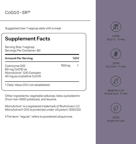 CoQ10-SR MicroActive® CoQ10, 100 mg, 60 Vegetable Capsules