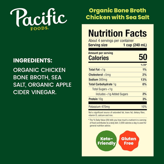 Pacific Foods Organic Chicken Bone Broth With Sea Salt, 32 oz