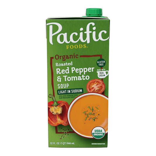 Pacific Foods Light in Sodium Organic Roasted Red Pepper and Tomato Soup, 32 oz