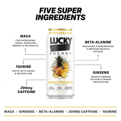Lucky Energy Sparkling Mango Pineapple 16oz