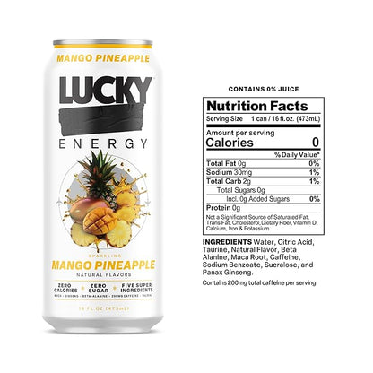 Lucky Energy Sparkling Mango Pineapple 16oz