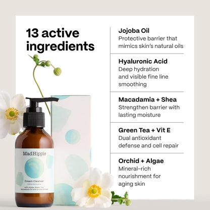Mad Hippie Cream Cleanser – Gentle Formula with Hyaluronic Acid, Jojoba Oil & Green Tea