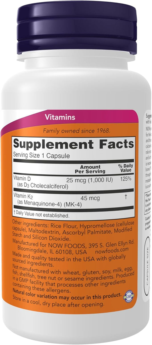 Vitamin D3 & K2 1,000 IU/45 mcg 120 Caps