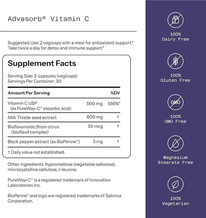 Advasorb® Vitamin C Supplement, 60 Vegicaps
