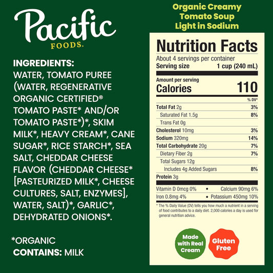 Pacific Foods Organic Creamy Light in Sodium Tomato Soup, 32 oz