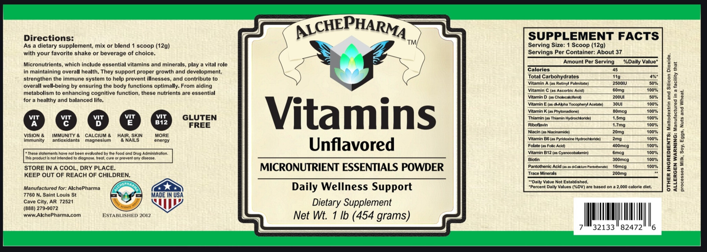 Vitamins - Micronutrient Essentials Powder, Unflavored - 1 Lb.