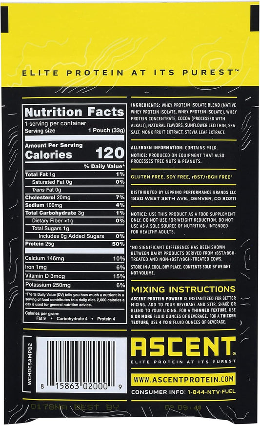Chocolate Whey Protein Powder Packet – 1.16 oz (Single Serve)