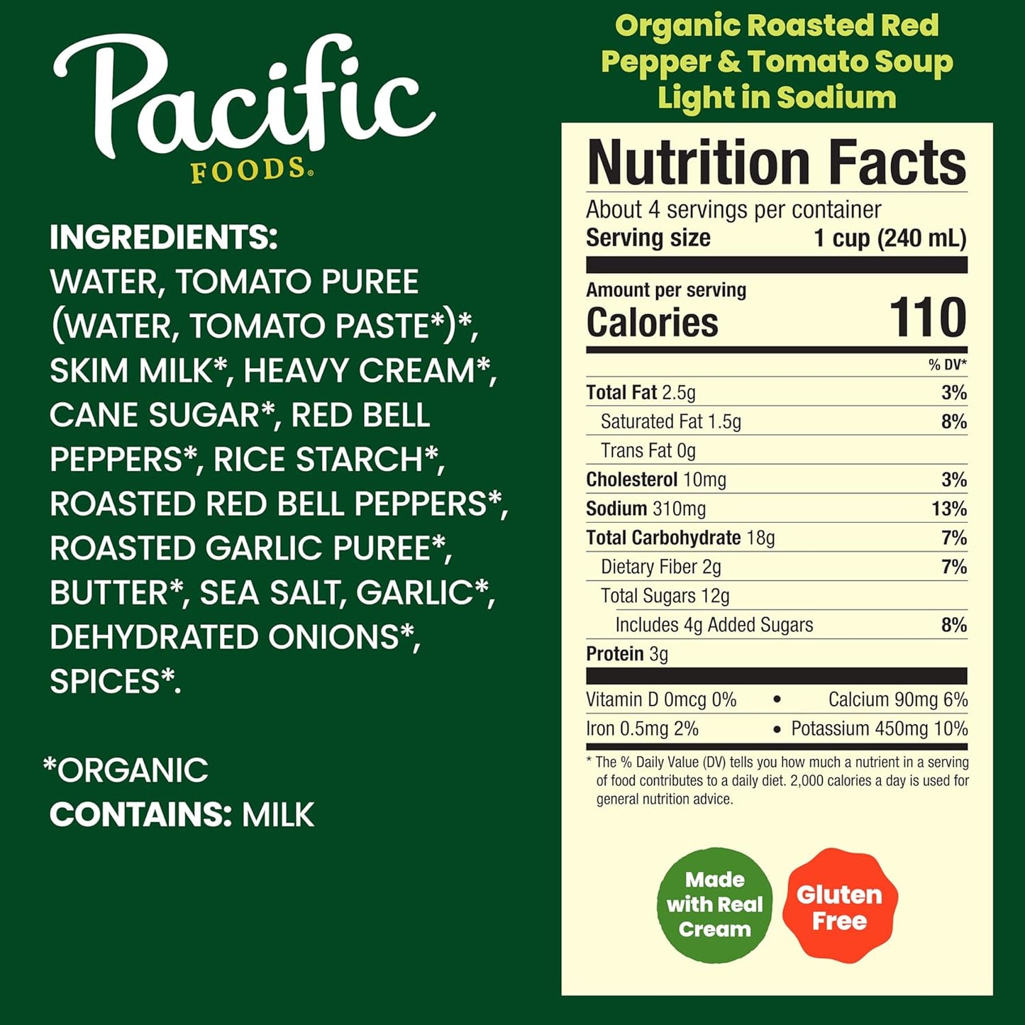 Pacific Foods Light in Sodium Organic Roasted Red Pepper and Tomato Soup, 32 oz