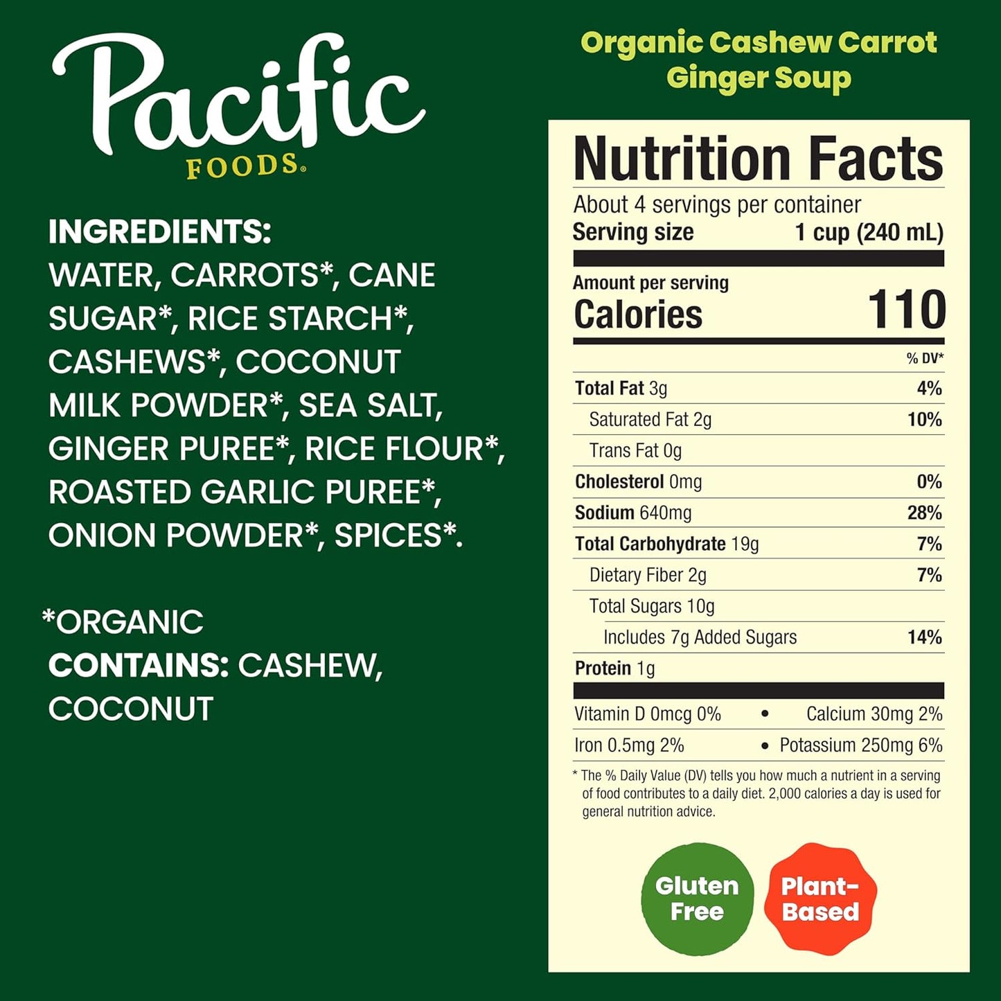Pacific Foods Organic Cashew Carrot Ginger Soup, 32oz