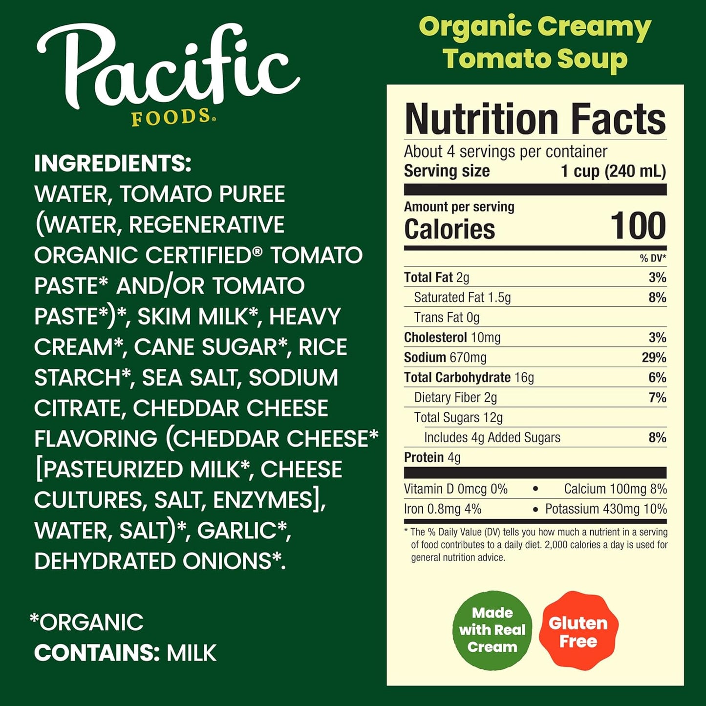 Pacific Foods Organic Creamy Tomato Soup, 32 oz