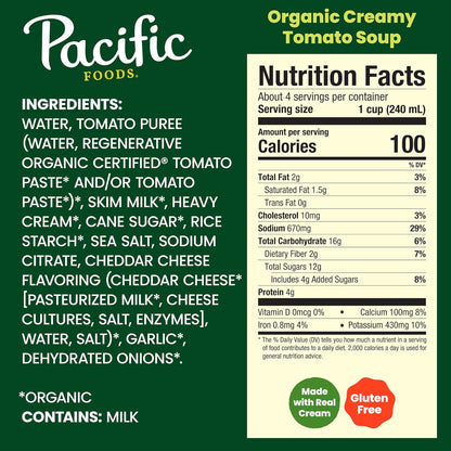 Pacific Foods Organic Creamy Tomato Soup, 32 oz