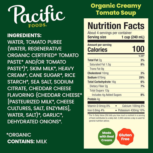 Pacific Foods Organic Creamy Tomato Soup, 32 oz