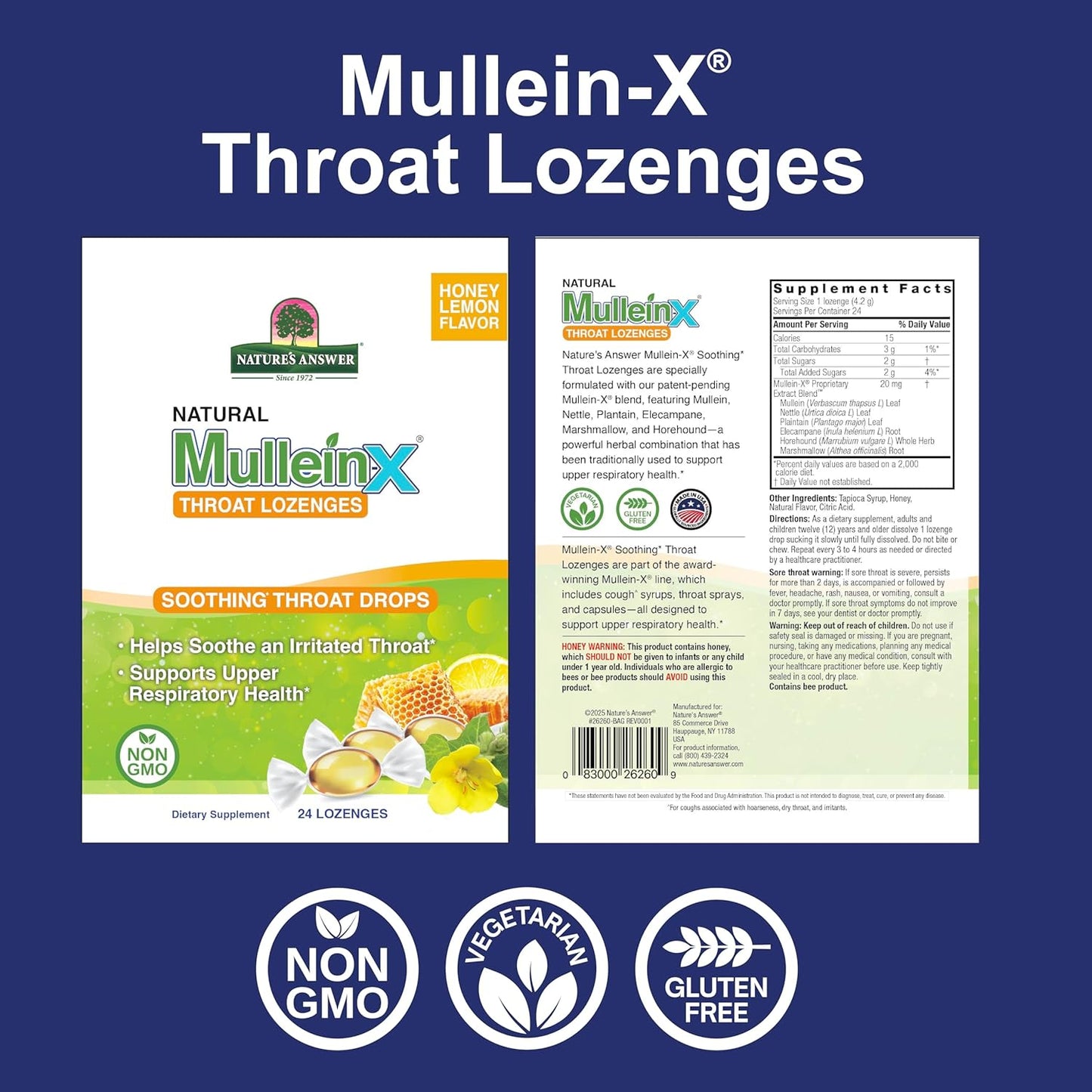 Nature's Answer Mullein-X Respiratory Soothing Throat Lozenges 24-Count