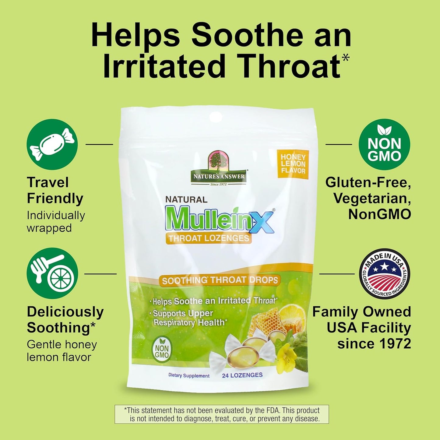 Nature's Answer Mullein-X Respiratory Soothing Throat Lozenges 24-Count
