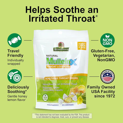 Nature's Answer Mullein-X Respiratory Soothing Throat Lozenges 24-Count