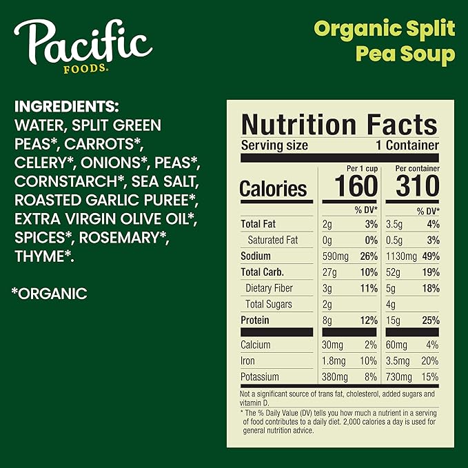 Pacific Foods Organic Split Pea, 16.5 oz