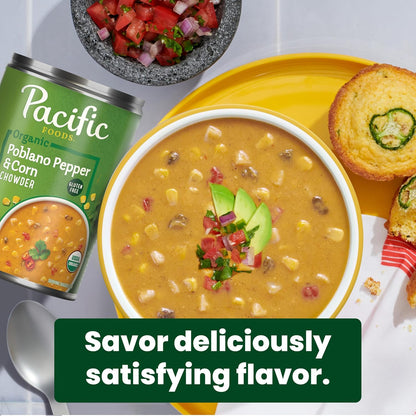 Pacific Foods, Soup Poblano Corn Chowder Organic, 16.3 Ounce