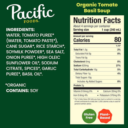 Pacific Foods Organic Tomato Basil Soup, 32 oz