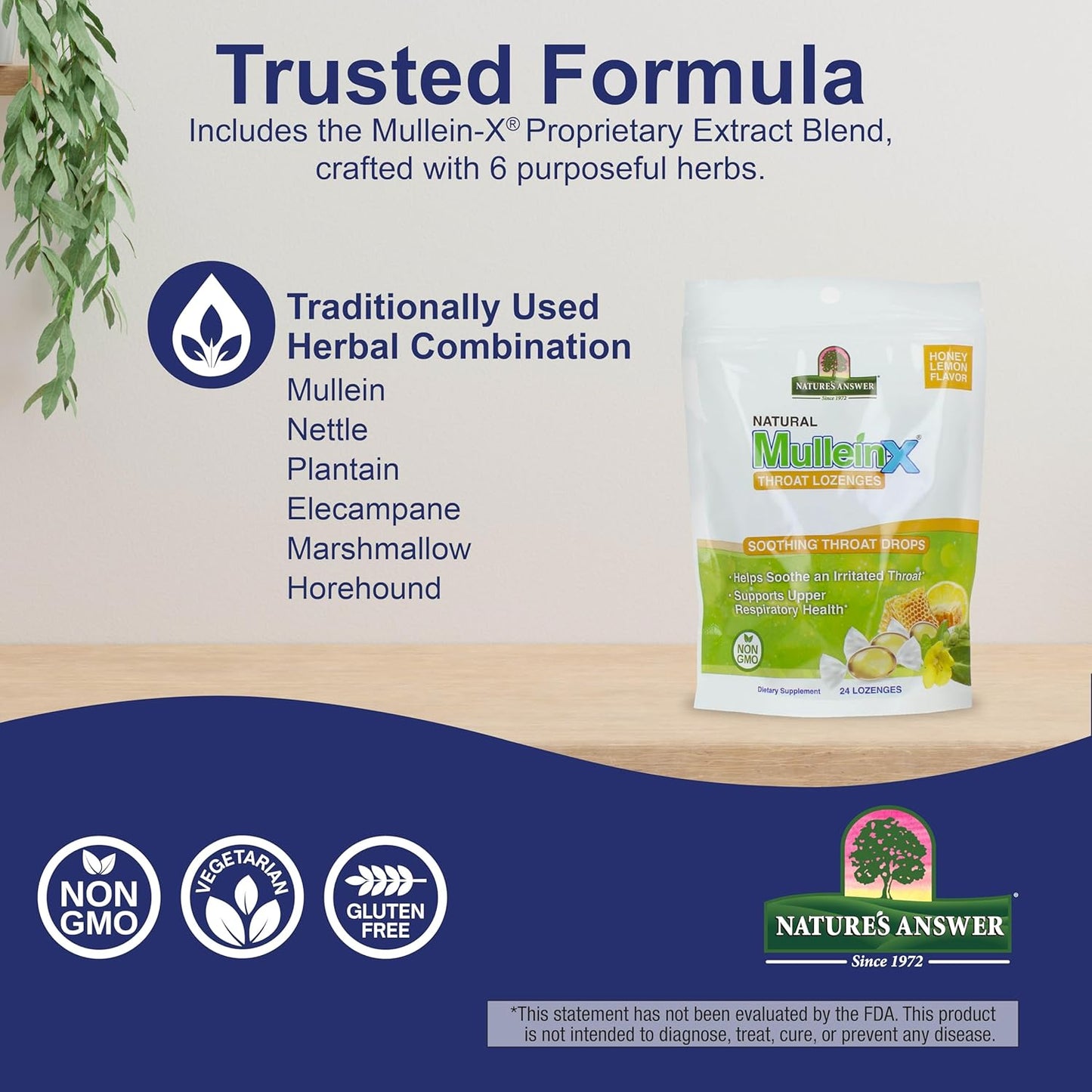 Nature's Answer Mullein-X Respiratory Soothing Throat Lozenges 24-Count