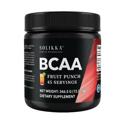 solikka BCAA Powder – 2:1:1 Ratio with L-Glutamine, Fruit Punch (45 Servings)