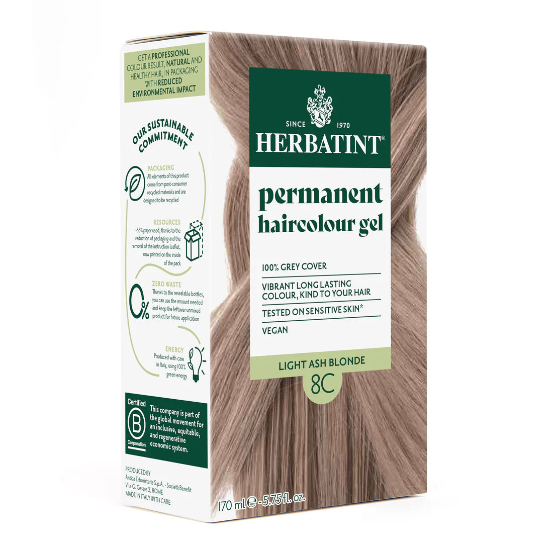 Permanent Hair Color Gel - 8C Light Ash Blonde