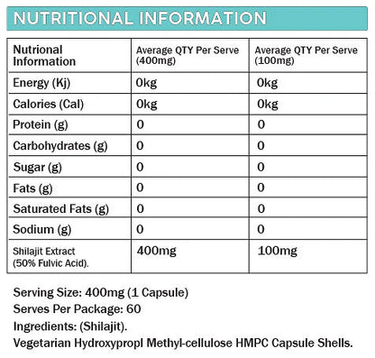 "Shilajit 400mg - 80 Capsules