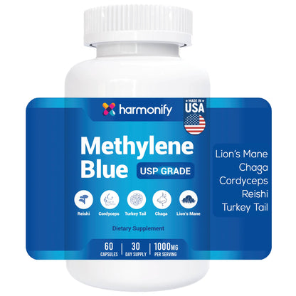 Methylene Blue Capsules with Lion’s Mane, Chaga, Cordyceps