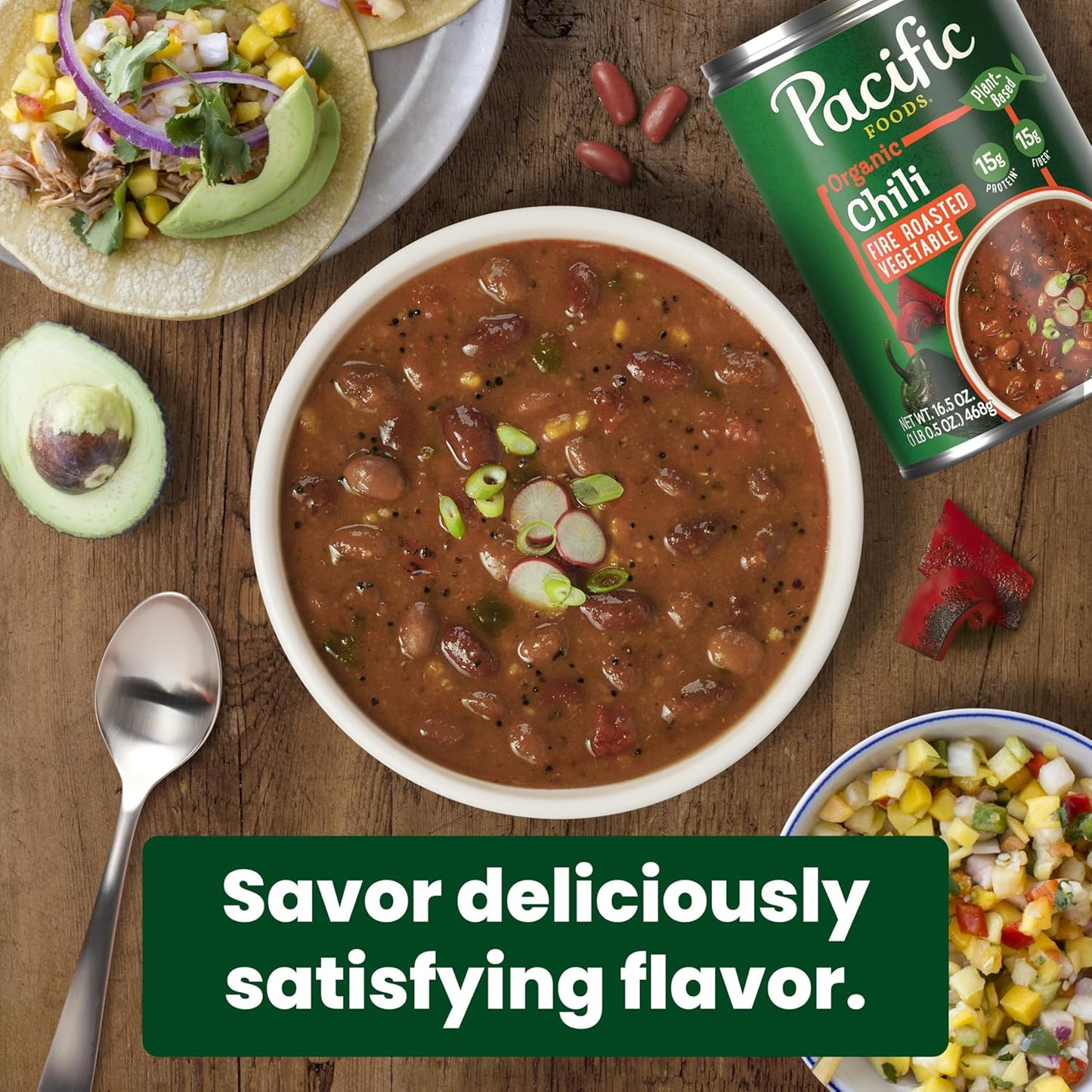 Pacific Foods Organic Fire Roasted Vegetable Chili, Plant Based, 16.5 oz