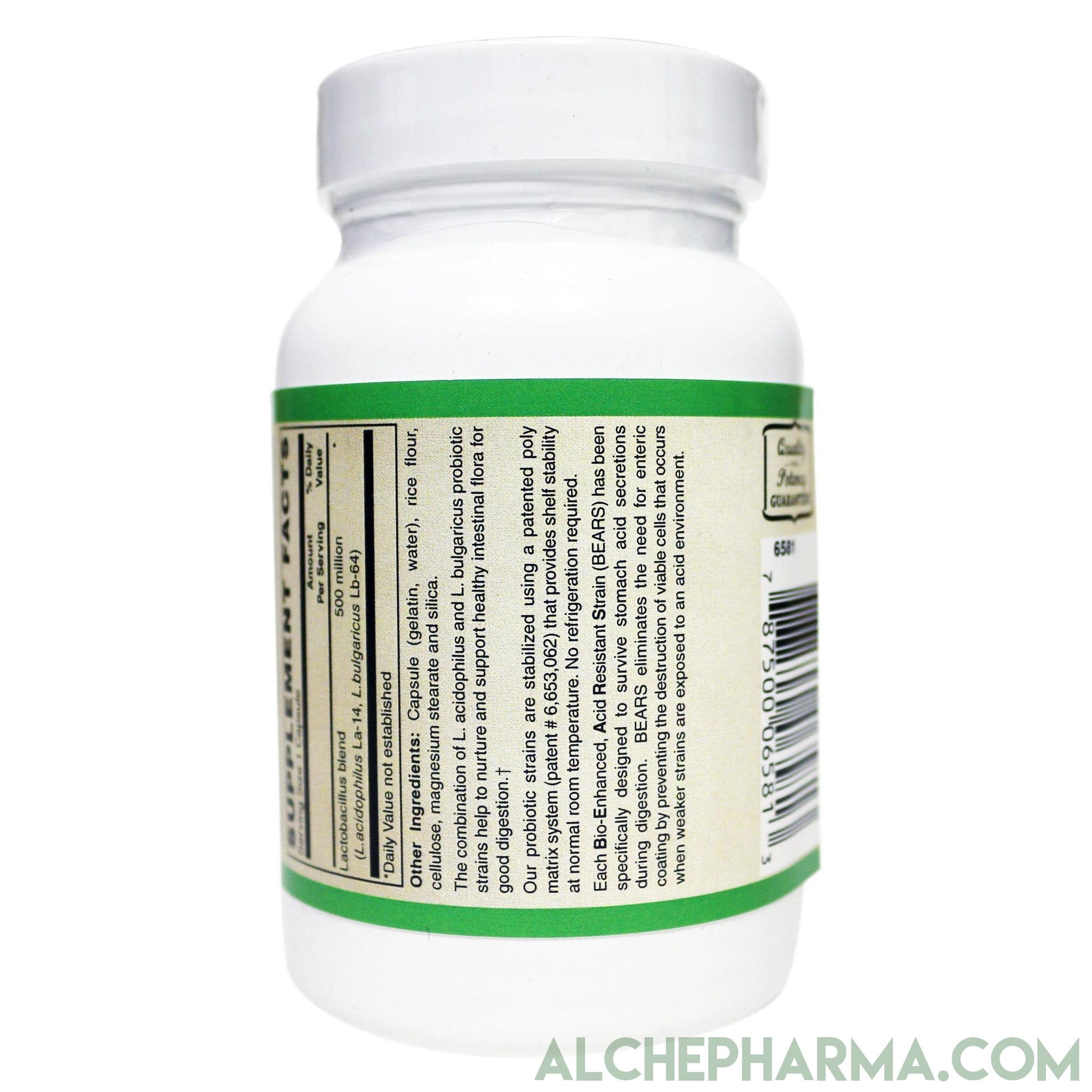 Acidophilus w/ Lactic Acid Producing strains L. acidophilus (La-14 ) and L. bulgaricus (La-64 ) 500 million viable cells per capsule-Probiotics-AlchePharma