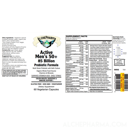 Active Men's 50+ 85 Billion Probiotic Formula - Super Concentrate Probiotic Blend, a Multi-Strain Probiotic with Kefir Culture-Vitamins & Supplements-AlchePharma