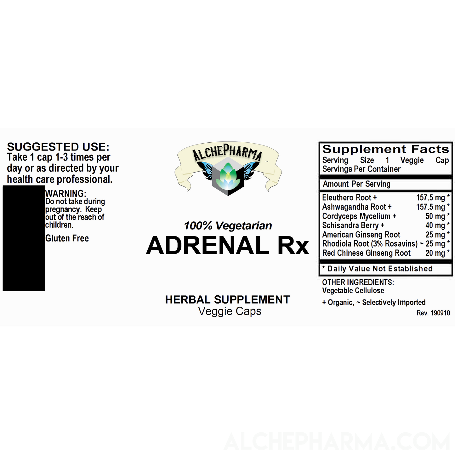 Adrenal Rx Powder Capsules Adaptogen Blend-Vitamins & Supplements-AlchePharma