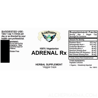 Adrenal Rx Powder Capsules Adaptogen Blend-Vitamins & Supplements-AlchePharma