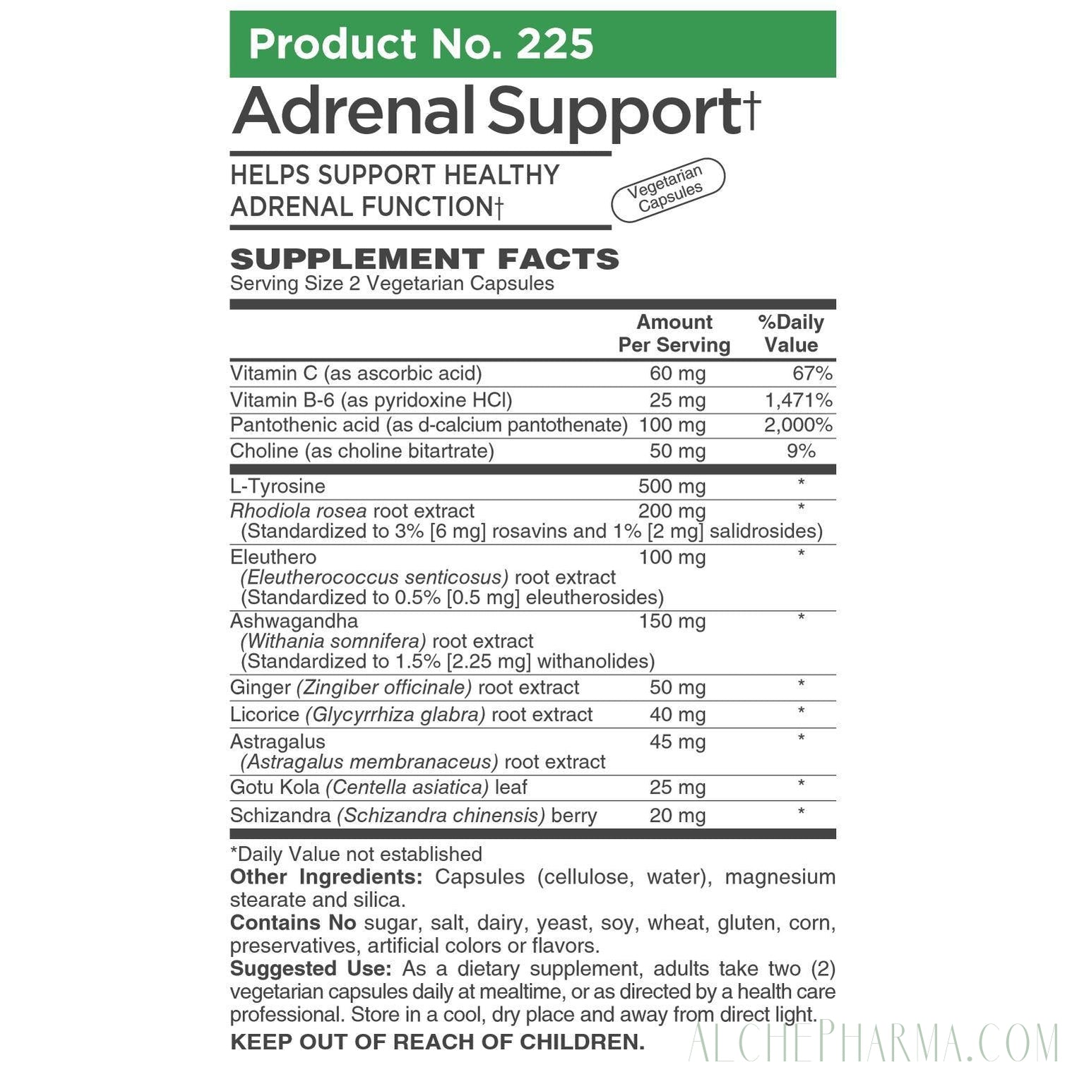 Adrenal Support-AlchePharma-60 Veg Caps-AlchePharma