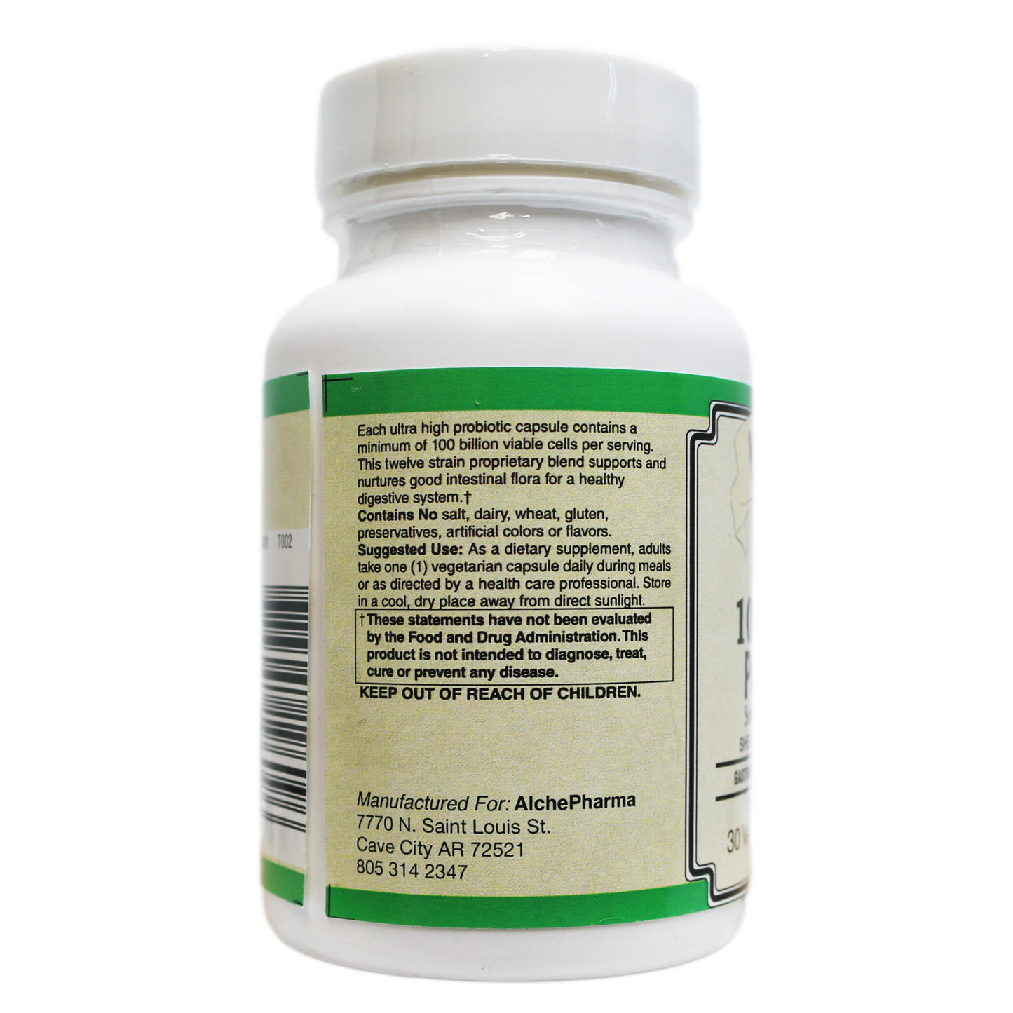 AlchePharma 100 Billion Ultimate Survival Probiotic with Bio-Enhanced Acid Resistant Strains (B.E.A.R.S.) and FiberAid® Prebiotic-probiotics-AlchePharma