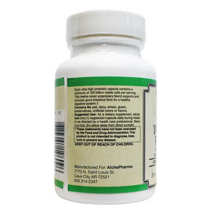 AlchePharma 100 Billion Ultimate Survival Probiotic with Bio-Enhanced Acid Resistant Strains (B.E.A.R.S.) and FiberAid® Prebiotic-probiotics-AlchePharma