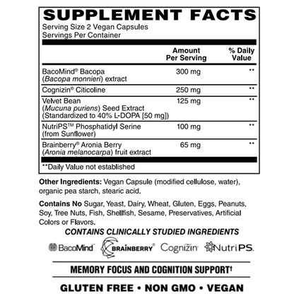 AlchePharma Advanced Brain Support: Enhance Memory, Focus, and Cognition. Vegan-AlchePharma