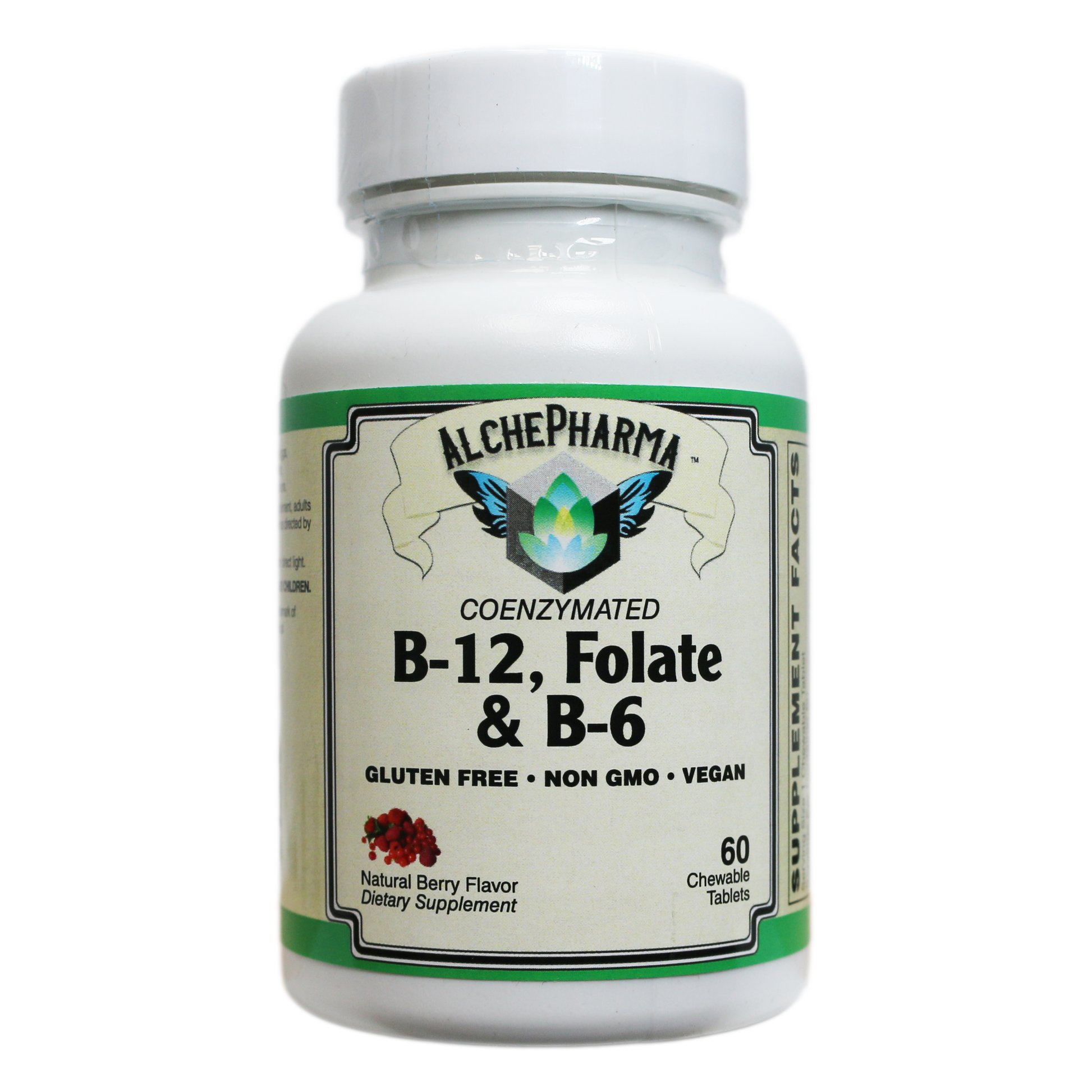 AlchePharma Coenzymated B-12, Folate & B-6: Bioactive Energy & Methylation Support (Chewable Tablets)-Vitamins & Supplements-AlchePharma