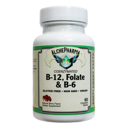 AlchePharma Coenzymated B-12, Folate & B-6: Bioactive Energy & Methylation Support (Chewable Tablets)-Vitamins & Supplements-AlchePharma
